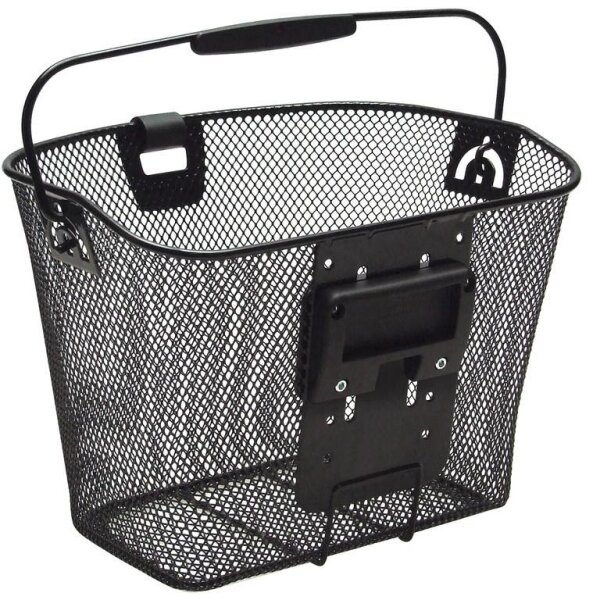 KLICKfix Vorderradkorb Uni schwarz 35x26x25 cm, engmaschig, mit Lampenclip