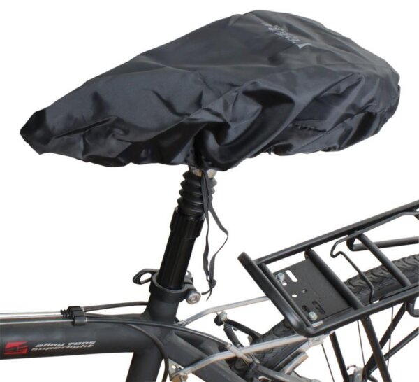 Selle Sattel-Regenüberzug Universalgröße schwarz, Polyester mit Kordelzug