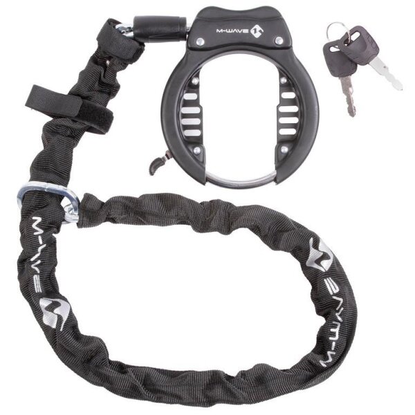 M-Wave Rahmenschloss Ringchain XL schwarz, mit Kette (5,5 x 5,5 x 1.000mm)