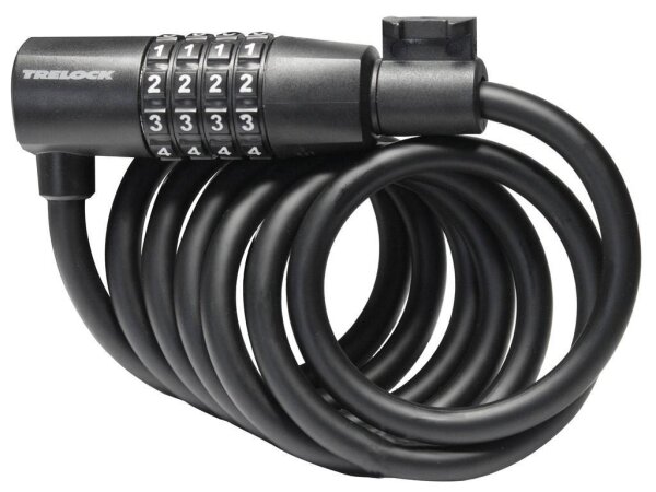 Trelock Zahlen-Spiralkabelschloss Ø 8 mm, schwarz mit Halter