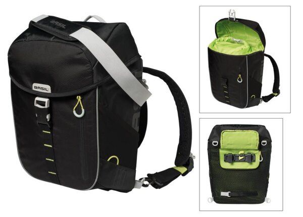 Basil Einzeltasche Miles black lime, wasserdicht, 17 Liter
